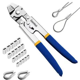 Grasomtools 607469999526 Wire Rope Crimping Swaging Tool Cable Crimps Up To 2.2mm With 160pcs 4sizes A