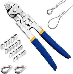 Gr-05 Grasomtools Wire Rope Crimping Swaging Tool Cable Crimps Up To 2.2mm With 160pcs 4sizes
