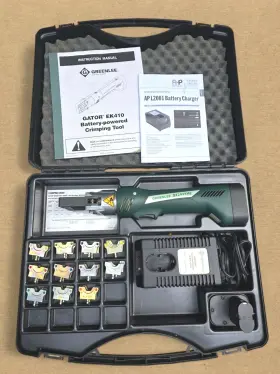 Ek410 Greenlee Gator Die Crimper With Dies Batteries And Charger Case