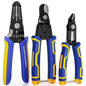 Hs-1954 Haisstronica Wire Stripper Tools Set For Diy 10-20awg 3 Pack Manual And Flush Cutters Cable