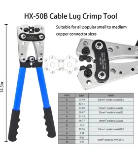 Hp71043 Happy19star Battery Cable Lug Crimping Tool Wire Crimper For 10-0awg 1 Cutter