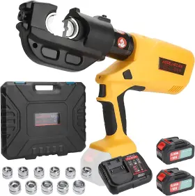 Nez400 Helivivfy 12 Ton Electric Hydraulic Crimping Tool With Display 11 Dies 2 Batteries