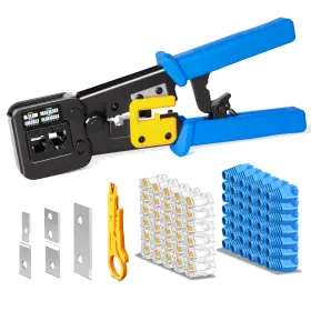 Rj12 Hiija 793169326356 Rj45 Crimp Tool Pass Through Cat5 Cat5e Cat6 Crimping For Rj45/rj12 Regular