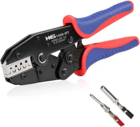 Hks 313055454439 Deutsch Crimping Tool 20-14awg Open Barrel Terminal Ratchet Crimper Dt Dtm