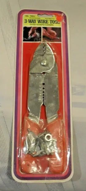 T88c Hollywood Accessories Vintage 3 Way Multi Purpose Wire Tool Cuts Strips And Crimps No. Brand New
