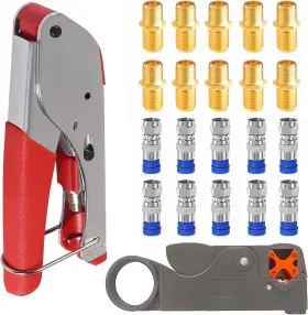 Hrsyyl 313094075077 Coax Cable Crimper Tool Kit Coaxial Compression Fitting Wire Stripper
