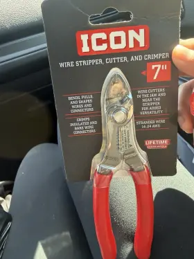 62242 Icon Wire Stripper Cutter Crimper 7 Inch Red Handle Mpn