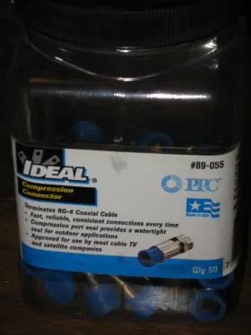 89-055 Ideal F-connectors Crimp Compression For Rg-6 25 Pack New