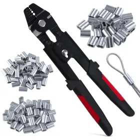It240030-fba Injoytec 180pcs Wire Rope Crimping Tool Kit With Aluminum Loop Sleeves Up To