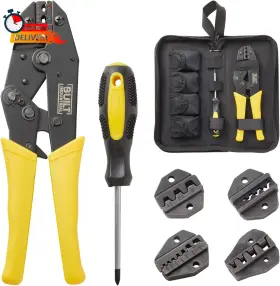 Juvo Plus 313037560585 5 Piece Ratcheting Wire Crimping Tool Set For Heat Shrink Connectors Electricia