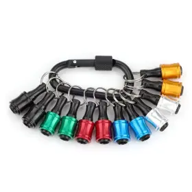 Katerk 774756149572 12 Pcs Portable Drill Bit Holder Keychain 1/4 Inch Hex Shank With Carabiner