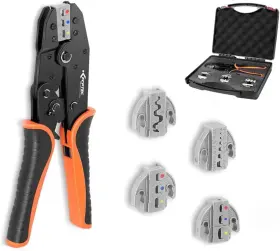 Kf Cptec 313032718776 Ratcheting Crimping Tool Kit 5pcs - Quick-change Jaws For Heat Shrink
