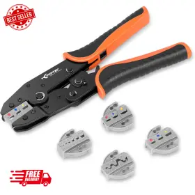 Kf Cptec 313038740733 5pcs Ratchet Wire Crimping Tool Kit With Quick-change Jaws For Heat Shrink I