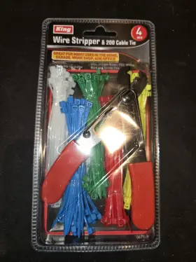 0671-0 King Wire Stripper And 200 Cable Ties Set 4 Inch Red Multi-color Mpn