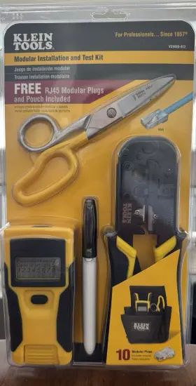 Vdv026-812 Klein Tools 092644581021 Modular Installation And Test Kit With Pouch Rj45 Plugs