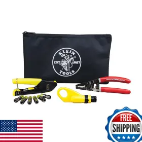 Klein Tools B07c53s78w Vdv026-211 Coax Installation Kit Crimp Tool Cable Cutter Stripper