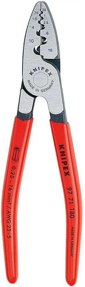 Knipex 003773040668 97 71 180 Crimping Pliers For End Sleeves 25-2 5mm With Soft Handle Vde-tested
