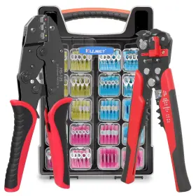Hst2t340 Kuject Crimping Tool Kit 340 Pcs Heat Shrink Wire Connectors Awg22 10 3-in-1 Adju