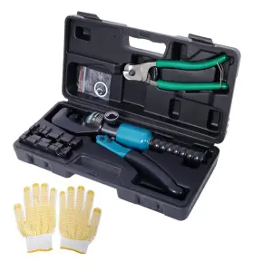 Law142044 Labwork 10t Hydraulic Crimper Crimping Tool Wire Battery Cable Lug Terminal With 9 Dies