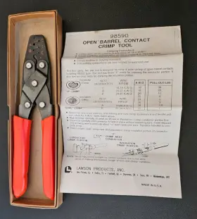 98590 Lawson Vintage Open Barrel Crimp Tool By Products 16-30 Awg Original Box