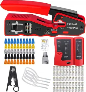 Leatbuy-tech 313108784773 Crimp Tool Cat5 Cat6 Kit Rj45 Crimping 50pcs Crimper Pass Thr