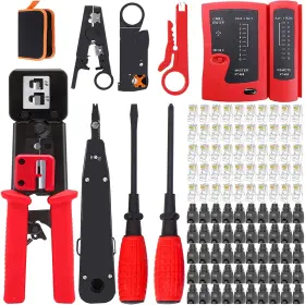 Leatbuy-tech 789371961300 Crimper Rj45 Crimp Tool Set Cat5/cat6 Crimping For Pass Through Wit