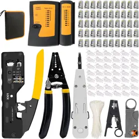 Leatbuy-tech 789371965384 Rj45 Crimp Tool Kit Crimper Cat5/cat6 Crimping Set For Pass Thro