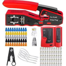 Wxtd-red62 Leatbuy-tech Crimp Tool Cat5 Cat6 Kit Rj45 Crimping 50pcs Crimper Pass Thro