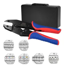 Leomaunyx 789091607199 Wire Crimping Tool Ratcheting Crimper Set With 6 Replaceable Dies Heav