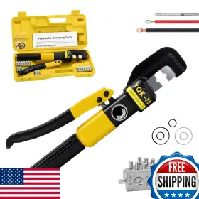 B0bcd8xx74 Lfgud 10 Ton Hydraulic Crimper Tool Kit 12 Awg - 2/0 Battery Cable Lugs With 9 Dies