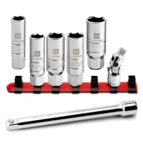 Llndei 768472833051 7pcs 3/8 Inch Drive Spark Plug Socket Set Sae Metric Cr-v Steel Tool