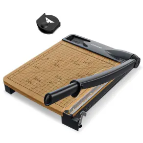 Lothanek 769029874763 12 Inch Wood Guillotine Paper Cutter Heavy Duty Base Trimmer With