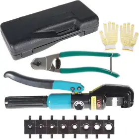 Lukyamzn 313050354307 10 Ton Hydraulic Wire Terminal Crimper Crimping Tool With 9 Pairs Of Dies And St
