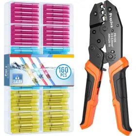 Lukyamzn 445051416494 1.46 Inch Ratcheting Wire Crimper Tool Kit With 160 Pcs Heat Shrink Butt Connec