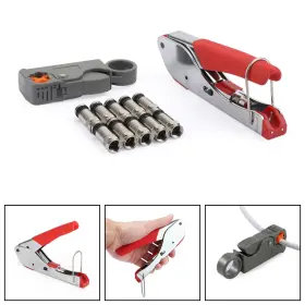 E301-e014 Madhornets 10pcs Rg6 Crimp Connectors F-type Compression Stripper Tool Coaxial Crimper