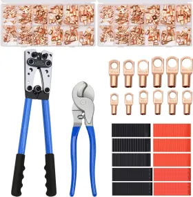 Mdvora 445019647670 Battery Cable Wire Lug Crimping Tool Kit With 340pcs Copper Lugs