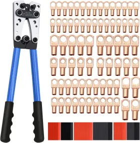 Mdvora 445023811807 Cable Lug Crimping Tool With 74pcs Copper Wire Lugs 100pcs Dual Wall Adhesive H