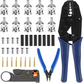 716483 Meyeyaia 1 Gudndxlu Coaxial Cable Tool Kit Bnc Crimp With 10pcs Male Connector Coaxia