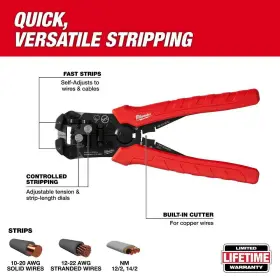 Milwaukee 445037972945 Self Adjusting Wire Stripper Cutter Comfort Grip Polypropylene Handle