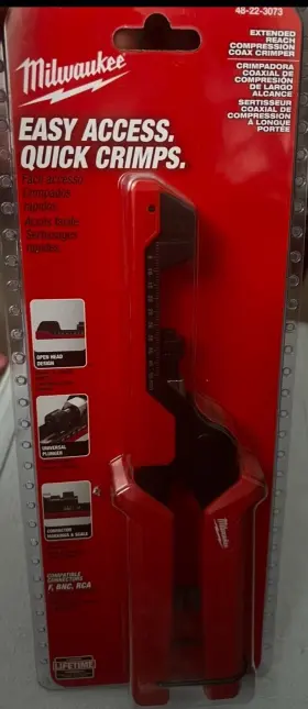 48-22-3073 Milwaukee Extended Reach Compression Coax Crimper
