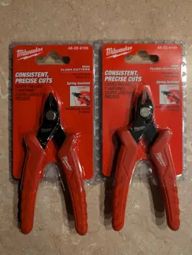 48-22-6105 Milwaukee Mini Flush Cutters Red Spring Assisted Precision Tool