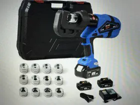 Mz-mkz-400 Mmnze 18v 12 Ton 8 Awg-800 Mcm Lug Crimping Tool With 13 Dies Intelligent Chip Ctrl