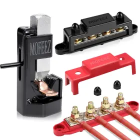 99mf18027n-1 Mofeez 2pcs Power Distribution Block Bus Bar 4 3/8 Inch Posts 6 #8 Screws And Hammer