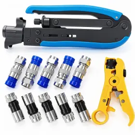 Mxuteuk G025-bu/g026-y Coax Cable Crimper Kit Adjustable Rg6 Rg59 Rg11 755 757 Coaxial Compr
