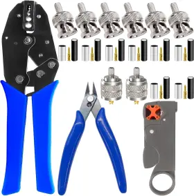G034 Mxuteuk Coaxial Cable Tool Kit Bnc Crimp With 8pcs Bnc/uhf Male Conne