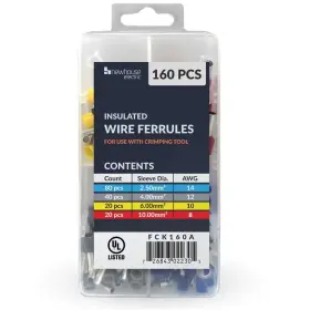 Newhouse Electric 744759888617 Insulated Wire Ferrule Refill Kit 160 Pcs Sized Awg 14-8 For Use With Crimping T