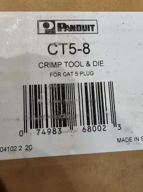Ct5-8 Panduit 074983680023 Crimp Tool And Die For Cat 5 Plug 1 Pc New Open Box Made In Sweden
