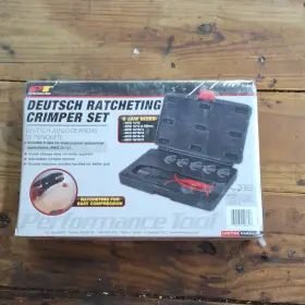W1868 Performance Tool Deutsch Ratcheting Crimper Set 6 Jaw Sizes Awg 20-12 Adjustable