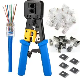 Petechtool 191094362539 Rj45 Crimp Tool With Cat6 Pass Through Shielded/transparent Connectors 20pcs
