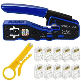 Petechtool 414763713916 Rj45 Crimp Tool Kit Ethernet Crimping Wire Crimper Stripper Cutter For C